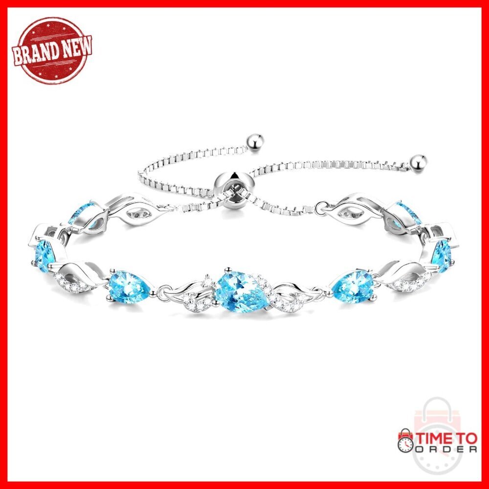 Sterling Silver Adjustable Tennis Bracelet with Teardrop Design, Fine Jewelry